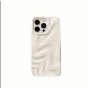 iPhone Case Matte White Minimalist  3D Wave Ripple Pattern Soft TPU